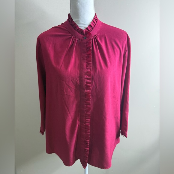 Riley & Rae Fuchsia Ruffle Blouse - Picture 4 of 8